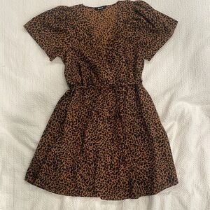 Madewell Leopard Printed Cotton Wrap Around Dress